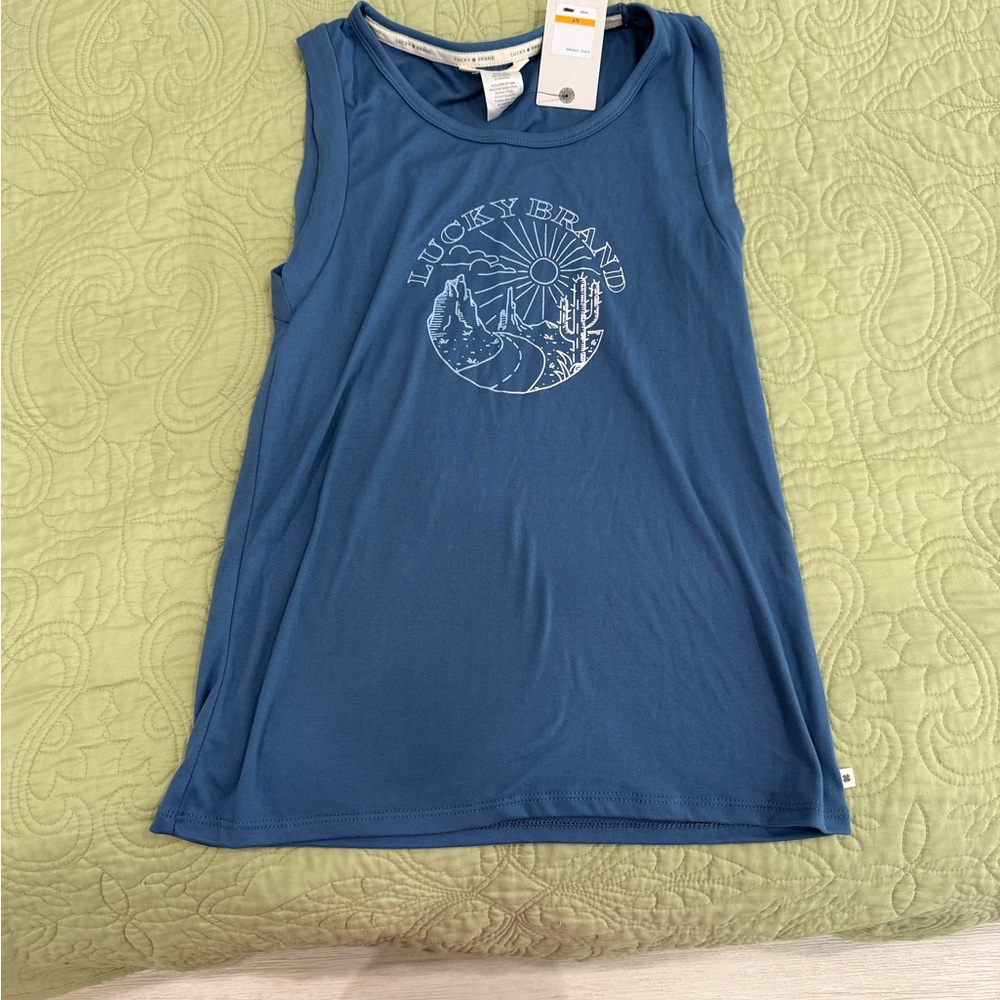 Lucky Brand Teal/blue Graphic Tank Top